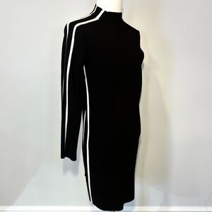 Calvin Klein Black and White One Shoulder Dress